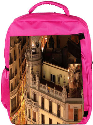

Snoogg Eco Friendly Canvas White Houses Designer Backpack Rucksack School Travel Unisex Casual Canvas Bag Bookbag Satchel 5 L Backpack(Pink)