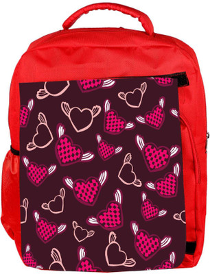 

Snoogg Eco Friendly Canvas Pink Heart Angels Designer Backpack Rucksack School Travel Unisex Casual Canvas Bag Bookbag Satchel 5 L Backpack(Red)