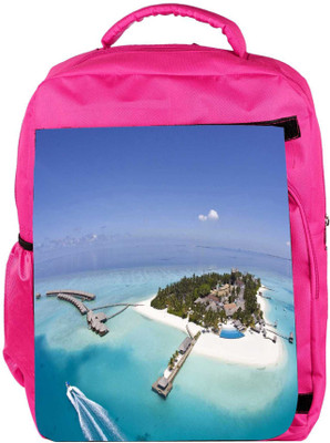 

Snoogg Eco Friendly Canvas Unique Island Designer Backpack Rucksack School Travel Unisex Casual Canvas Bag Bookbag Satchel 5 L Backpack(Pink)