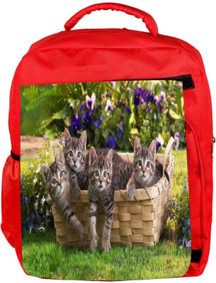 

Snoogg Eco Friendly Canvas Cats In Baskets Designer Backpack Rucksack School Travel Unisex Casual Canvas Bag Bookbag Satchel 5 L Backpack(Red)