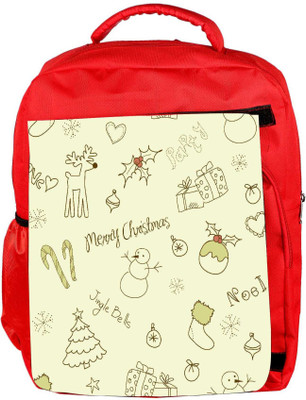 

Snoogg Eco Friendly Canvas Merry Christmas Green Pattern Designer Backpack Rucksack School Travel Unisex Casual Canvas Bag Bookbag Satchel 5 L Backpack(Red)