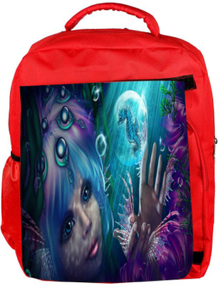

Snoogg Eco Friendly Canvas Mermaid Fantasy Designer Backpack Rucksack School Travel Unisex Casual Canvas Bag Bookbag Satchel 5 L Backpack(Red)