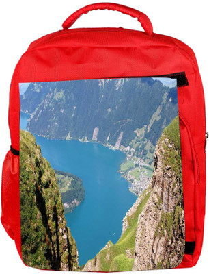 

Snoogg Eco Friendly Canvas Mountain View From The Top Designer Backpack Rucksack School Travel Unisex Casual Canvas Bag Bookbag Satchel 5 L Backpack(Red)