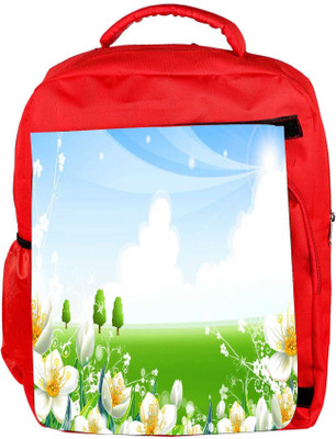 

Snoogg Eco Friendly Canvas White Flower Garden Designer Backpack Rucksack School Travel Unisex Casual Canvas Bag Bookbag Satchel 5 L Backpack(Red)