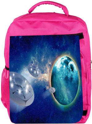 

Snoogg Eco Friendly Canvas Aliens Spacecrafts Backpack Rucksack School Travel Unisex Casual Canvas Bag Bookbag Satchel 5 L Backpack(Pink)