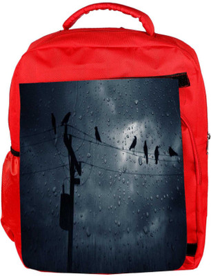 

Snoogg Eco Friendly Canvas Crows In The Rain Designer Backpack Rucksack School Travel Unisex Casual Canvas Bag Bookbag Satchel 5 L Backpack(Red)