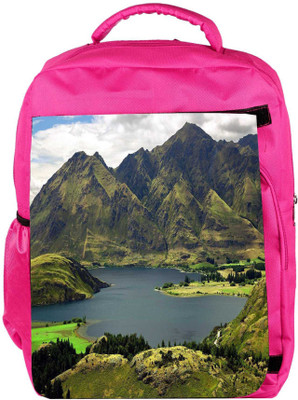 

Snoogg Eco Friendly Canvas Green Mountains Designer Backpack Rucksack School Travel Unisex Casual Canvas Bag Bookbag Satchel 5 L Backpack(Pink)