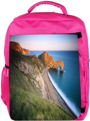 

Snoogg Eco Friendly Canvas Mountain And Large Opcean Designer Backpack Rucksack School Travel Unisex Casual Canvas Bag Bookbag Satchel 5 L Backpack(Pink)