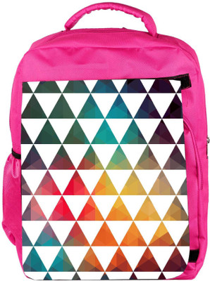 

Snoogg Eco Friendly Canvas White Triangles Designer Backpack Rucksack School Travel Unisex Casual Canvas Bag Bookbag Satchel 5 L Backpack(Pink)