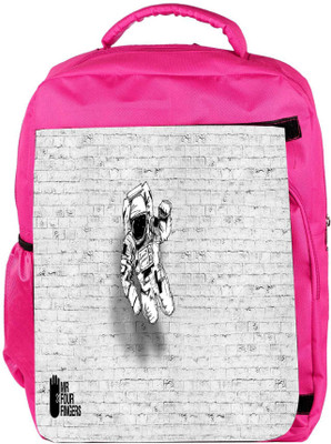 

Snoogg Eco Friendly Canvas Mr.Four Fingers Designer Backpack Rucksack School Travel Unisex Casual Canvas Bag Bookbag Satchel 5 L Backpack(Pink)