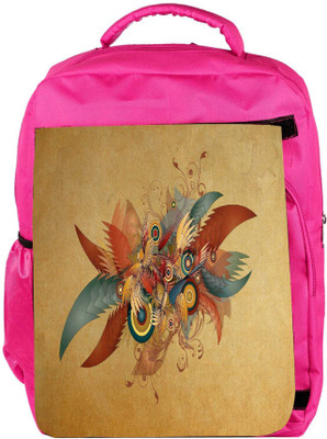 

Snoogg Eco Friendly Canvas Feathers And Circles Designer Backpack Rucksack School Travel Unisex Casual Canvas Bag Bookbag Satchel 5 L Backpack(Pink)