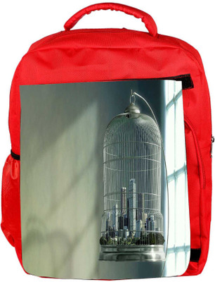 

Snoogg Eco Friendly Canvas City In A Cage Designer Backpack Rucksack School Travel Unisex Casual Canvas Bag Bookbag Satchel 5 L Backpack(Red)