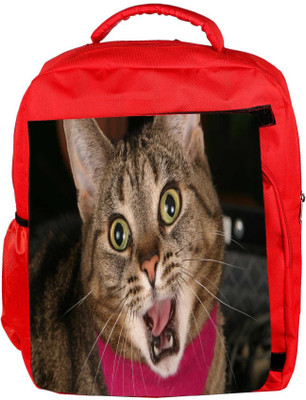 

Snoogg Eco Friendly Canvas Screaming Cat Designer Backpack Rucksack School Travel Unisex Casual Canvas Bag Bookbag Satchel 5 L Backpack(Red)
