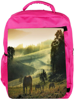 

Snoogg Eco Friendly Canvas Loving Horse Designer Backpack Rucksack School Travel Unisex Casual Canvas Bag Bookbag Satchel 5 L Backpack(Pink)