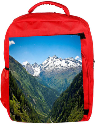 Snoogg Eco Friendly Canvas White Mounatins Designer Backpack Rucksack School Travel Unisex Casual Canvas Bag Bookbag Satchel 5 L Backpack(Red)