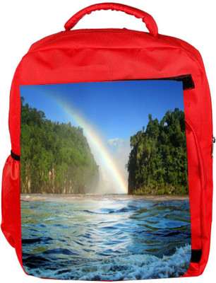 

Snoogg Eco Friendly Canvas Nature View Rainbow Designer Backpack Rucksack School Travel Unisex Casual Canvas Bag Bookbag Satchel 5 L Backpack(Red)