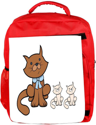 

Snoogg Eco Friendly Canvas Cute Cartoon Cat With Kittens Vector Cartoon Illustration Backpack Rucksack School Travel Unisex Casual Canvas Bag Bookbag Satchel 5 L Backpack(Red)