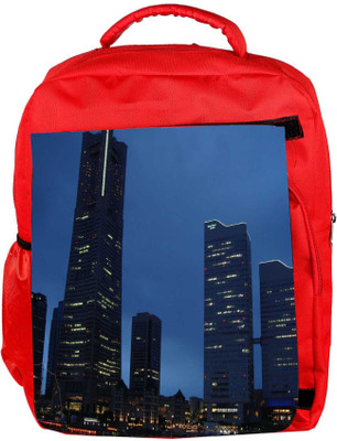 

Snoogg Eco Friendly Canvas Abstract Building Designer Backpack Rucksack School Travel Unisex Casual Canvas Bag Bookbag Satchel 5 L Backpack(Red)