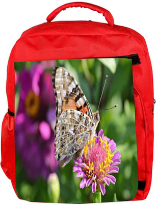 

Snoogg Eco Friendly Canvas Multicolor Butterfly In Pink Flower Designer Backpack Rucksack School Travel Unisex Casual Canvas Bag Bookbag Satchel 5 L Backpack(Red)