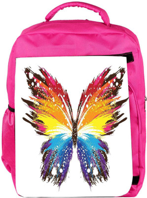 

Snoogg Eco Friendly Canvas Butterfly Graphic Colourful Backpack Rucksack School Travel Unisex Casual Canvas Bag Bookbag Satchel 5 L Backpack(Pink)