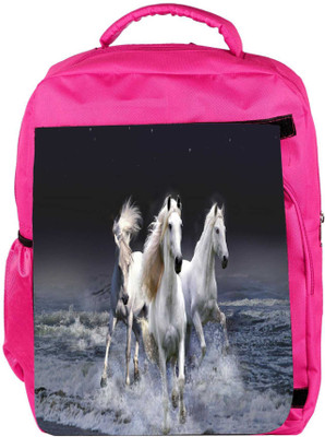 

Snoogg Eco Friendly Canvas White Horses Designer Backpack Rucksack School Travel Unisex Casual Canvas Bag Bookbag Satchel 5 L Backpack(Pink)