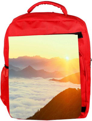 

Snoogg Eco Friendly Canvas Clouds On Hill Top Designer Backpack Rucksack School Travel Unisex Casual Canvas Bag Bookbag Satchel 5 L Backpack(Red)