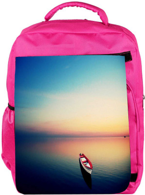 

Snoogg Eco Friendly Canvas Empty Boat Under The Dusk Sky Designer Backpack Rucksack School Travel Unisex Casual Canvas Bag Bookbag Satchel 5 L Backpack(Pink)