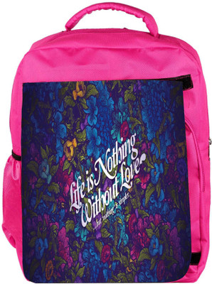 

Snoogg Eco Friendly Canvas Life Is Nothing Without Love Designer Backpack Rucksack School Travel Unisex Casual Canvas Bag Bookbag Satchel 5 L Backpack(Pink)