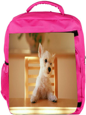 

Snoogg Eco Friendly Canvas Puppy Sitting In Chair Designer Backpack Rucksack School Travel Unisex Casual Canvas Bag Bookbag Satchel 5 L Backpack(Pink)