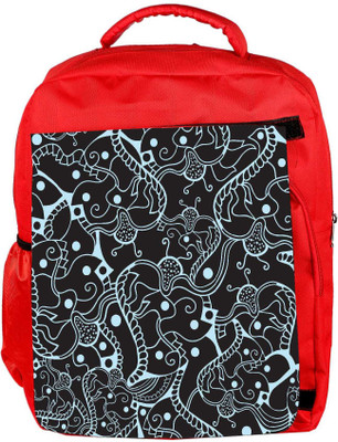 

Snoogg Eco Friendly Canvas Abstract Black Pattern Design Designer Backpack Rucksack School Travel Unisex Casual Canvas Bag Bookbag Satchel 5 L Backpack(Red)