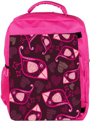 

Snoogg Eco Friendly Canvas Abstract Pink Birds And Hearts Designer Backpack Rucksack School Travel Unisex Casual Canvas Bag Bookbag Satchel 5 L Backpack(Pink)