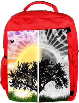 

Snoogg Eco Friendly Canvas Scenary Day & Night Backpack Rucksack School Travel Unisex Casual Canvas Bag Bookbag Satchel 5 L Backpack(Red)