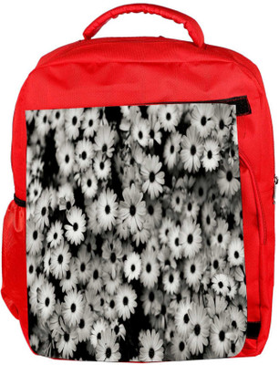 

Snoogg Eco Friendly Canvas Black And White Flowers Designer Backpack Rucksack School Travel Unisex Casual Canvas Bag Bookbag Satchel 5 L Backpack(Red)