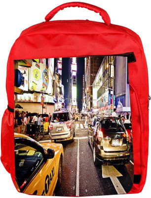 

Snoogg Eco Friendly Canvas New York Time Square At Night Designer Backpack Rucksack School Travel Unisex Casual Canvas Bag Bookbag Satchel 5 L Backpack(Red)