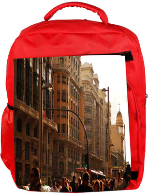 

Snoogg Eco Friendly Canvas Peoples In Street Designer Backpack Rucksack School Travel Unisex Casual Canvas Bag Bookbag Satchel 5 L Backpack(Red)