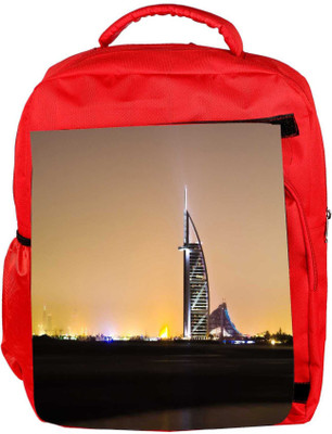 

Snoogg Eco Friendly Canvas Night View At Dubai Designer Backpack Rucksack School Travel Unisex Casual Canvas Bag Bookbag Satchel 5 L Backpack(Red)