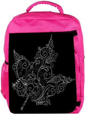 

Snoogg Eco Friendly Canvas Black And White Maple Leaf Backpack Rucksack School Travel Unisex Casual Canvas Bag Bookbag Satchel 5 L Backpack(Pink)
