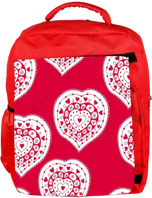 

Snoogg Eco Friendly Canvas White Heart Pink Pattern Designer Backpack Rucksack School Travel Unisex Casual Canvas Bag Bookbag Satchel 5 L Backpack(Red)
