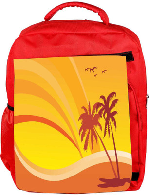 

Snoogg Eco Friendly Canvas Summer Design With Palm Tree And Rainbow Background Backpack Rucksack School Travel Unisex Casual Canvas Bag Bookbag Satchel 5 L Backpack(Red)