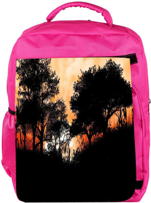 

Snoogg Eco Friendly Canvas Black Trees Designer Backpack Rucksack School Travel Unisex Casual Canvas Bag Bookbag Satchel 5 L Backpack(Pink)