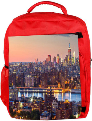 

Snoogg Eco Friendly Canvas Colorful Shades Of City Designer Backpack Rucksack School Travel Unisex Casual Canvas Bag Bookbag Satchel 5 L Backpack(Red)