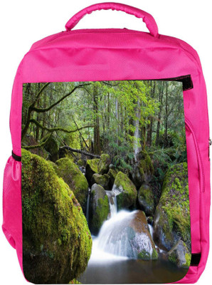 

Snoogg Eco Friendly Canvas Water Flowing Throiugh The Stones Designer Backpack Rucksack School Travel Unisex Casual Canvas Bag Bookbag Satchel 5 L Backpack(Pink)