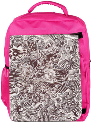 

Snoogg Eco Friendly Canvas Sketch Black And White Backpack Rucksack School Travel Unisex Casual Canvas Bag Bookbag Satchel 5 L Backpack(Pink)