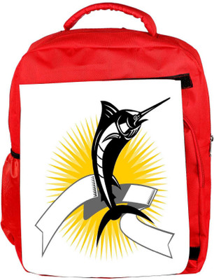 

Snoogg Eco Friendly Canvas Blue Marlin Jumping Backpack Rucksack School Travel Unisex Casual Canvas Bag Bookbag Satchel 5 L Backpack(Red)