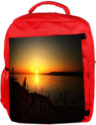 

Snoogg Eco Friendly Canvas Sun Rising Designer Backpack Rucksack School Travel Unisex Casual Canvas Bag Bookbag Satchel 5 L Backpack(Red)