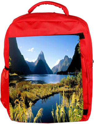

Snoogg Eco Friendly Canvas Abstract Water And Mountain Designer Backpack Rucksack School Travel Unisex Casual Canvas Bag Bookbag Satchel 5 L Backpack(Red)