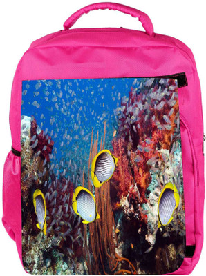 

Snoogg Eco Friendly Canvas Multicolor Fish Designer Backpack Rucksack School Travel Unisex Casual Canvas Bag Bookbag Satchel 5 L Backpack(Pink)