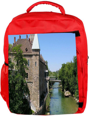 

Snoogg Eco Friendly Canvas House Highway And Lake Designer Backpack Rucksack School Travel Unisex Casual Canvas Bag Bookbag Satchel 5 L Backpack(Red)