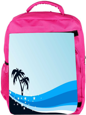 

Snoogg Eco Friendly Canvas Summer Background With Palm Tree And Blue Wave Backpack Rucksack School Travel Unisex Casual Canvas Bag Bookbag Satchel 5 L Backpack(Pink)