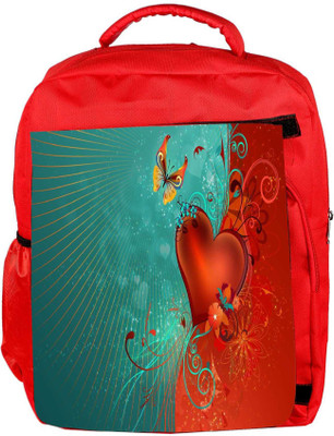 

Snoogg Eco Friendly Canvas Heart And Butterfly Designer Backpack Rucksack School Travel Unisex Casual Canvas Bag Bookbag Satchel 5 L Backpack(Red)